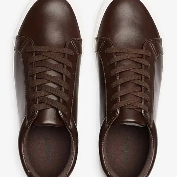 Express Dark Brown Faux Leather Sneakers Men's Size: 10 New without Box Perfect - Picture 3 of 5